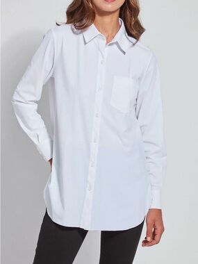 NEW! Lysse Schiffer Button Down Shirt – Long Sleeve White Tunic - Size Small